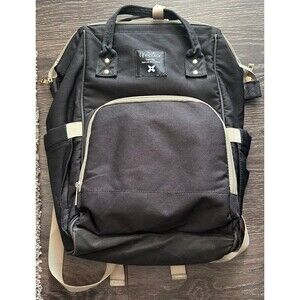 LifeColor Diaper Bag Back Pack. Black Pockets Zipper